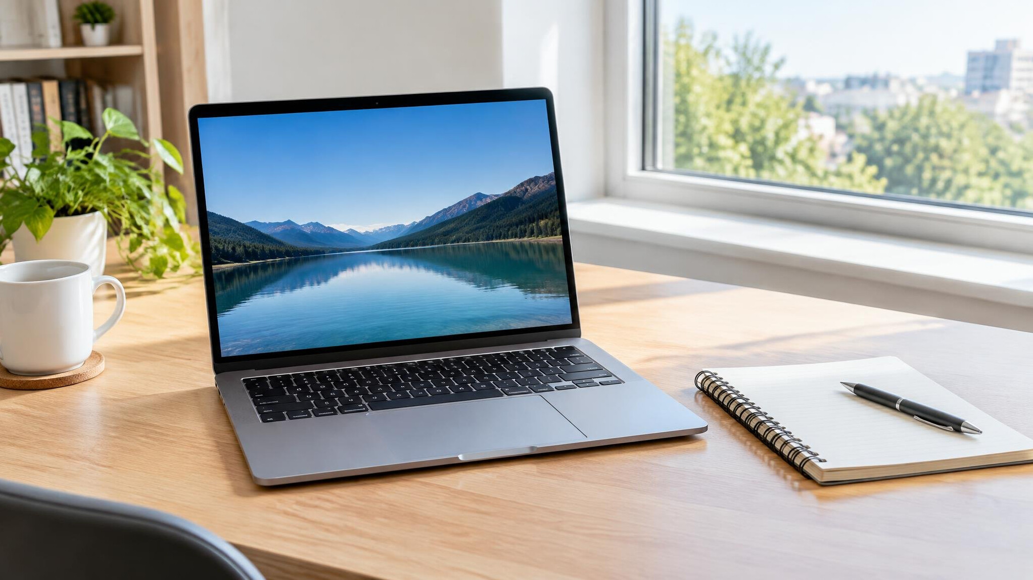 Laptop on a desk showing a reading screen