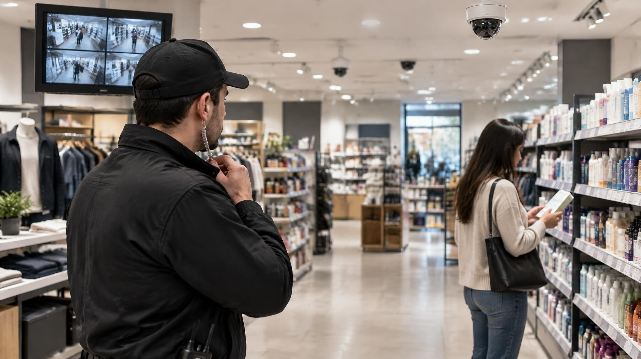 store detective observing customer